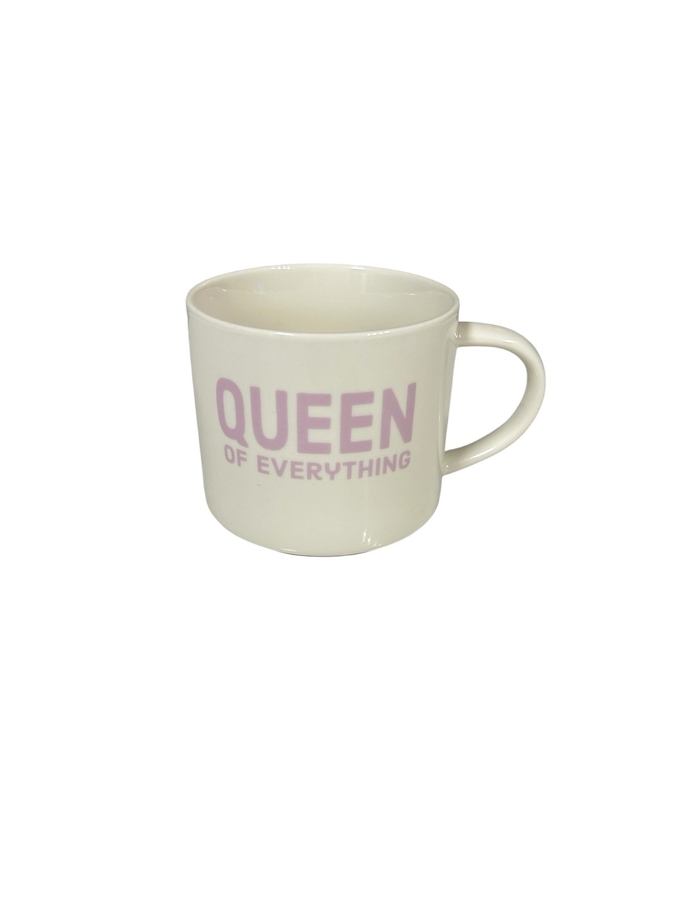 Room Essentials White Ceramic Mug with Pink "Queen of Everything" Text